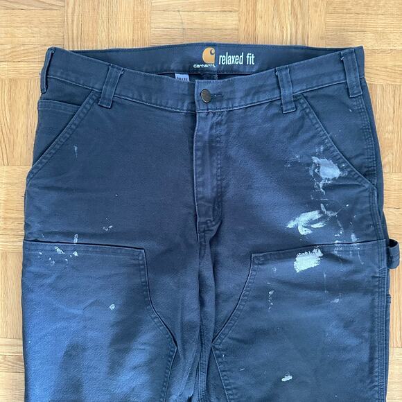 Carhartt Double Knee Carpenter Pants Paint Distress Size 34 x 32 Gray - Picture 4 of 7
